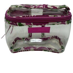 Vera Bradley Clear Cosmetic Bag Pink Floral Trim